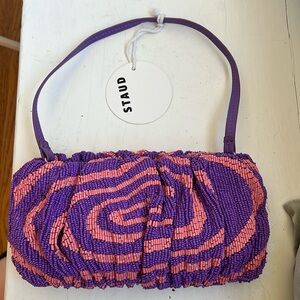 STAUD Amethyst Acid Swirl Beaded Bean Convertible Bag